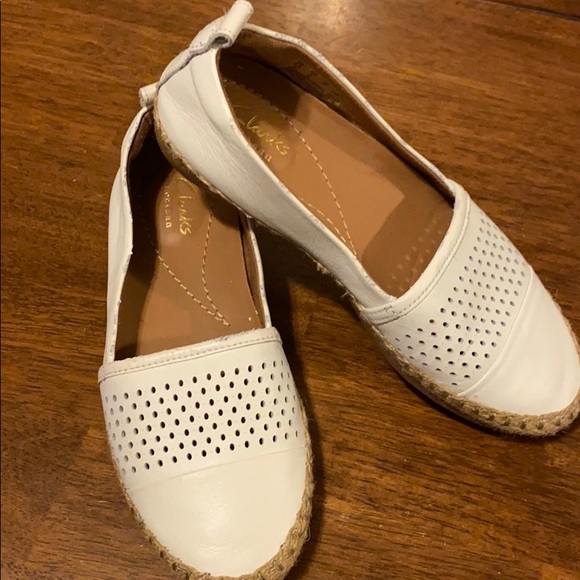 Clarks Shoes - NWT-Clark’s white leather slip on shoes